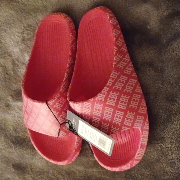 NWT BEBE PINK SLIDES FOR GIRLS SIZE 2/3 - Picture 4 of 7